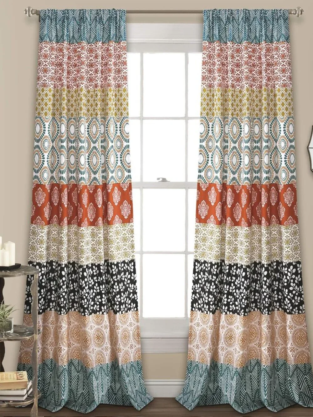 Bold Bohemian Boho Global Decor Style Pair of 2 Curtain Panels 52 x 84 NIP NEW